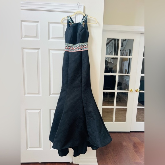 Rachel Allan Dresses & Skirts - Rachel Allan Black Maxi Dress with Multicolor Waist